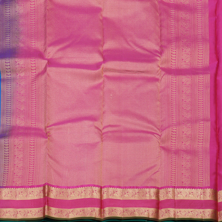 Hayagrivas Handloom Kanjivaram Silk Saree Majestic Blue with Pink KBE304E25-6