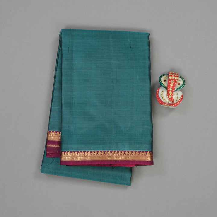 Hayagrivas Handloom Pure Kanjivaram Silk Saree in Attractive Teal Blue KBE304E31-2