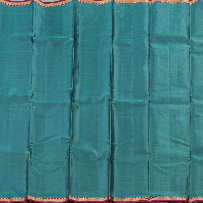 Hayagrivas Handloom Pure Kanjivaram Silk Saree in Attractive Teal Blue KBE304E31-2