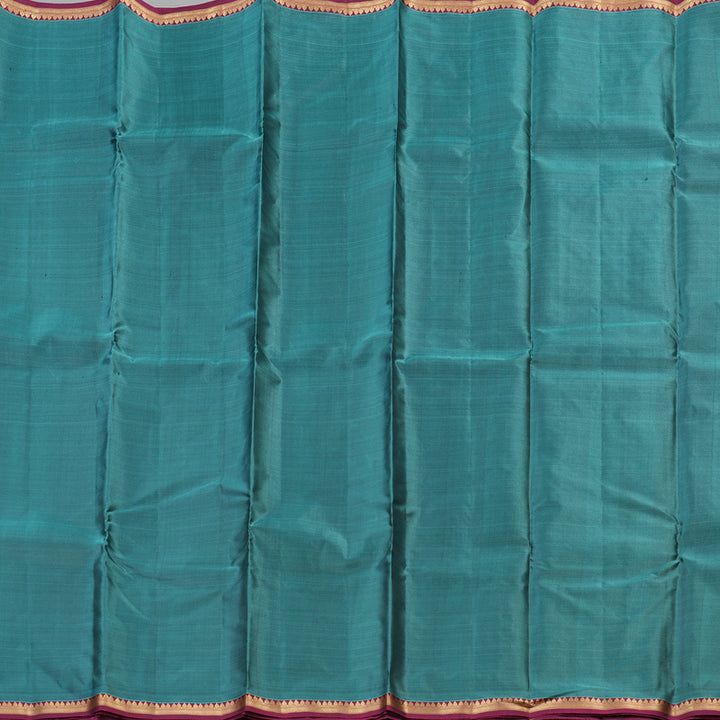 Hayagrivas Handloom Pure Kanjivaram Silk Saree in Attractive Teal Blue KBE304E31-2