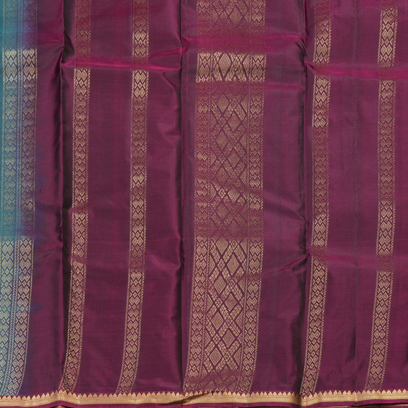 Hayagrivas Handloom Pure Kanjivaram Silk Saree in Attractive Teal Blue KBE304E31-2