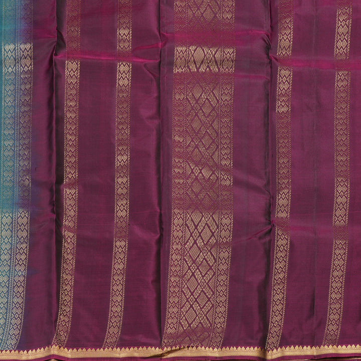 Hayagrivas Handloom Pure Kanjivaram Silk Saree in Attractive Teal Blue KBE304E31-2