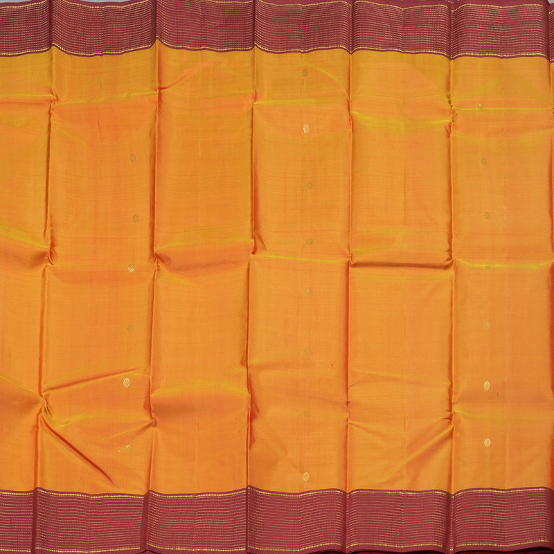 Hayagrivas Handloom Kanjivaram silk saree in Honey mustard with Maroon KBE304E34-11