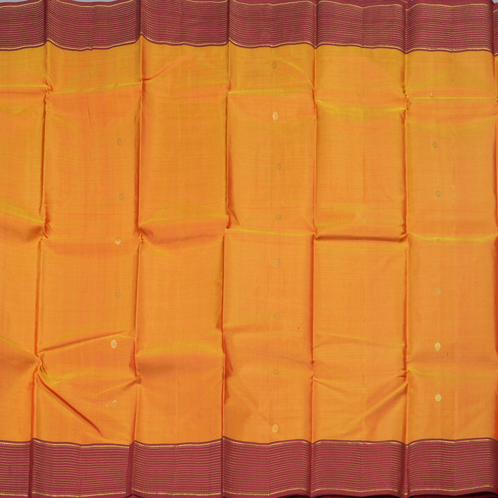 Hayagrivas Handloom Kanjivaram silk saree in Honey mustard with Maroon KBE304E34-11