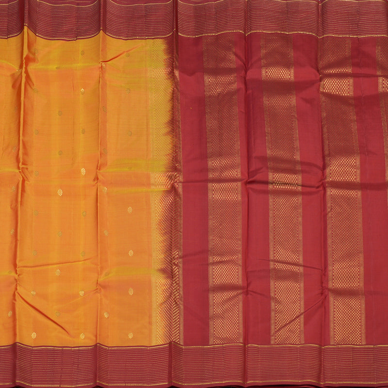 Hayagrivas Handloom Kanjivaram silk saree in Honey mustard with Maroon KBE304E34-11