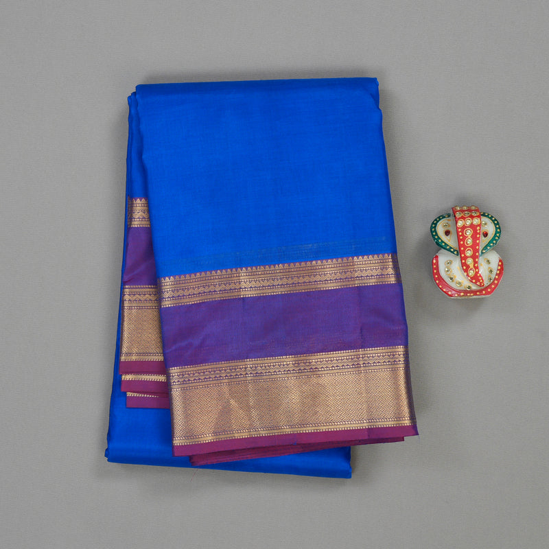 Hayagrivas Handloom Pure Kanjivaram Silk Saree in Graceful Blue KBE304E7-7