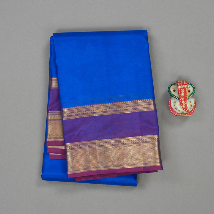 Hayagrivas Handloom Pure Kanjivaram Silk Saree in Graceful Blue KBE304E7-7