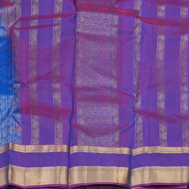 Hayagrivas Handloom Pure Kanjivaram Silk Saree in Graceful Blue KBE304E7-7
