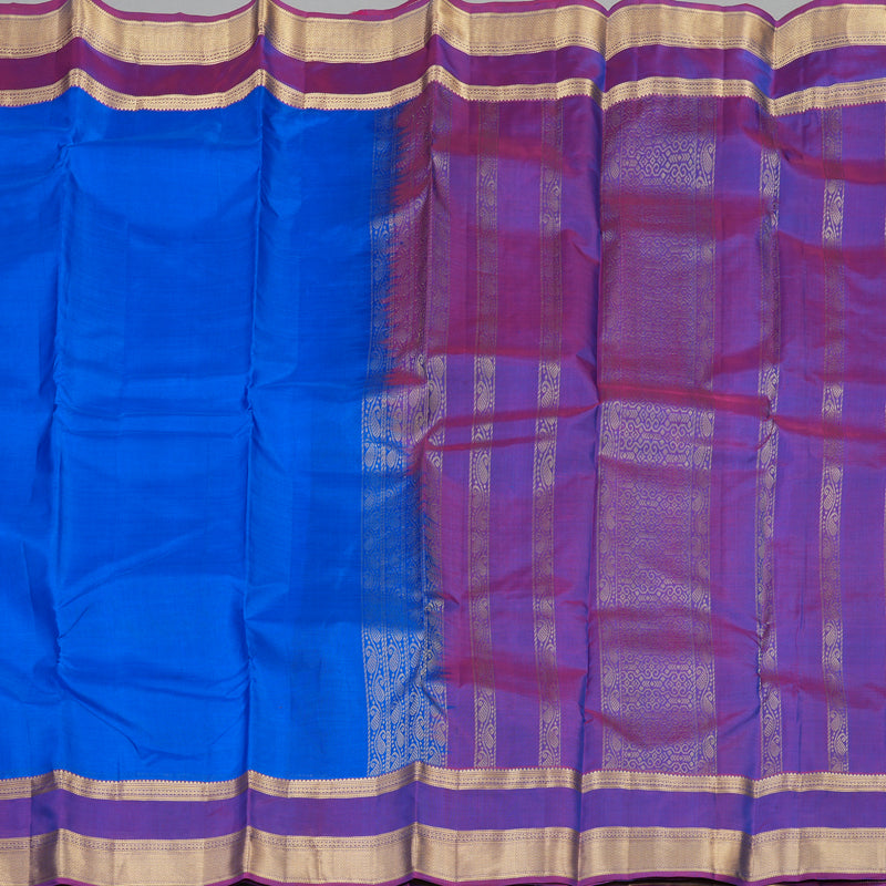 Hayagrivas Handloom Pure Kanjivaram Silk Saree in Graceful Blue KBE304E7-7