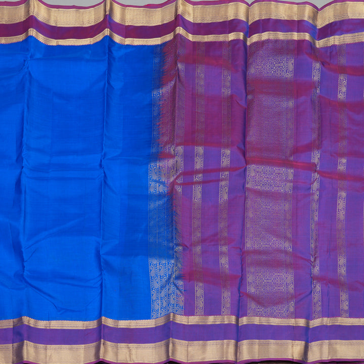 Hayagrivas Handloom Pure Kanjivaram Silk Saree in Graceful Blue KBE304E7-7