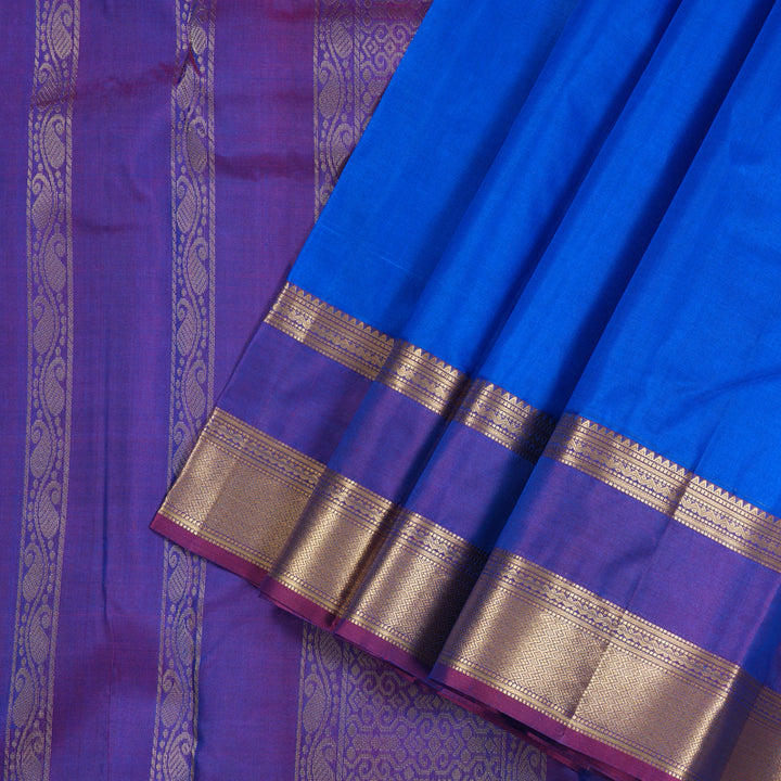 Hayagrivas Handloom Pure Kanjivaram Silk Saree in Graceful Blue KBE304E7-7