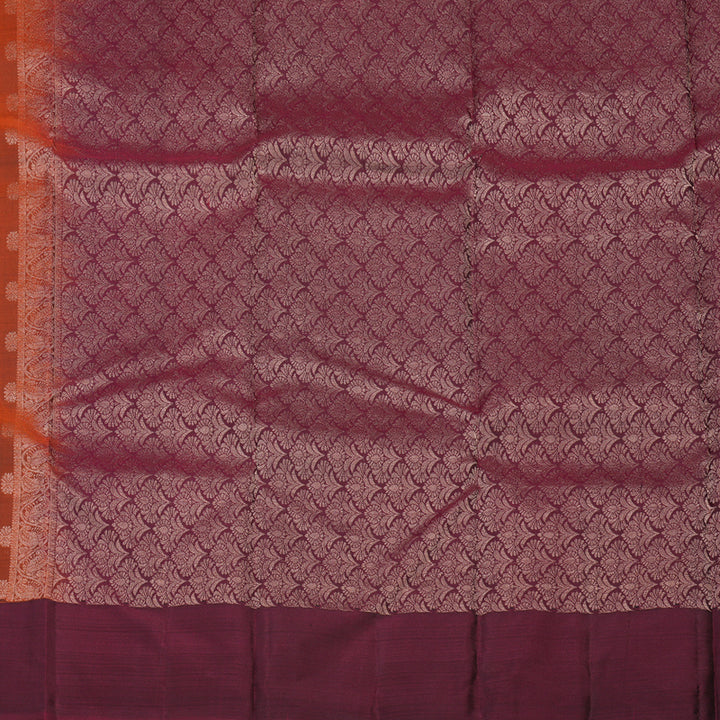 Hayagrivas Handloom Pure Kanjivaram Silk Saree in Vivid Burnt Orange KBE304E9-2