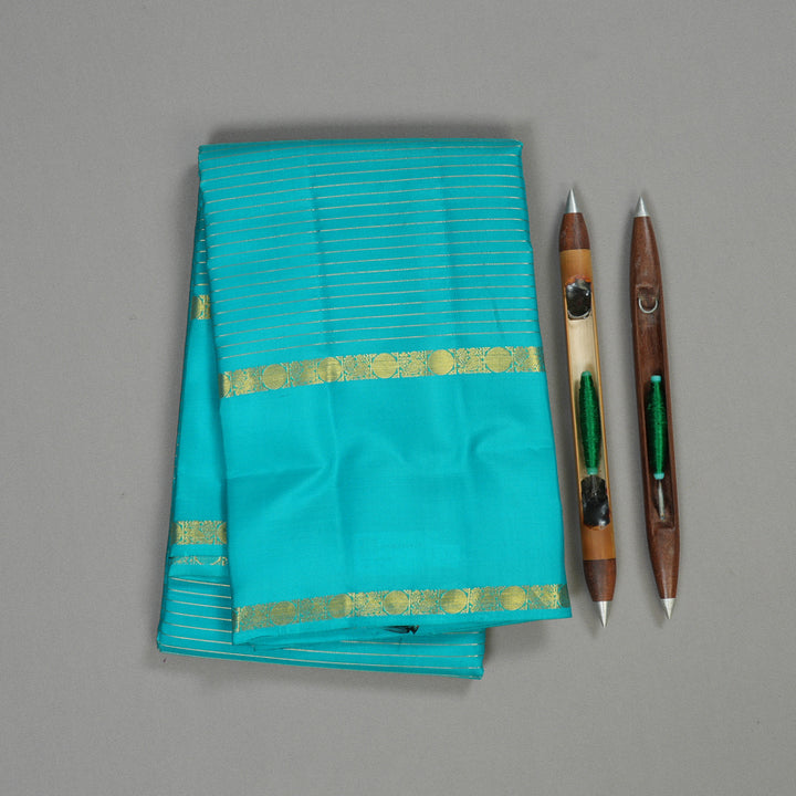 Hayagrivas Handloom Kanjivaram silk saree in serene sky blue KBE305E15-6