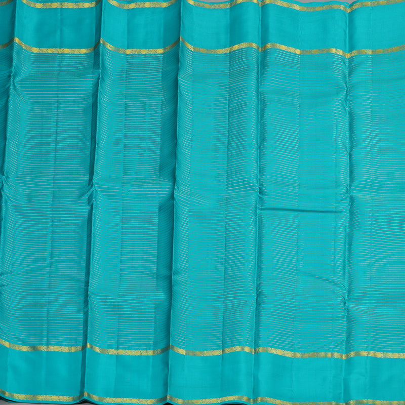 Hayagrivas Handloom Kanjivaram silk saree in serene sky blue KBE305E15-6
