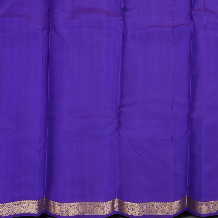 Hayagrivas Handloom Kanjivaram silk saree in Peacock blue with Blue KBE305E6-8