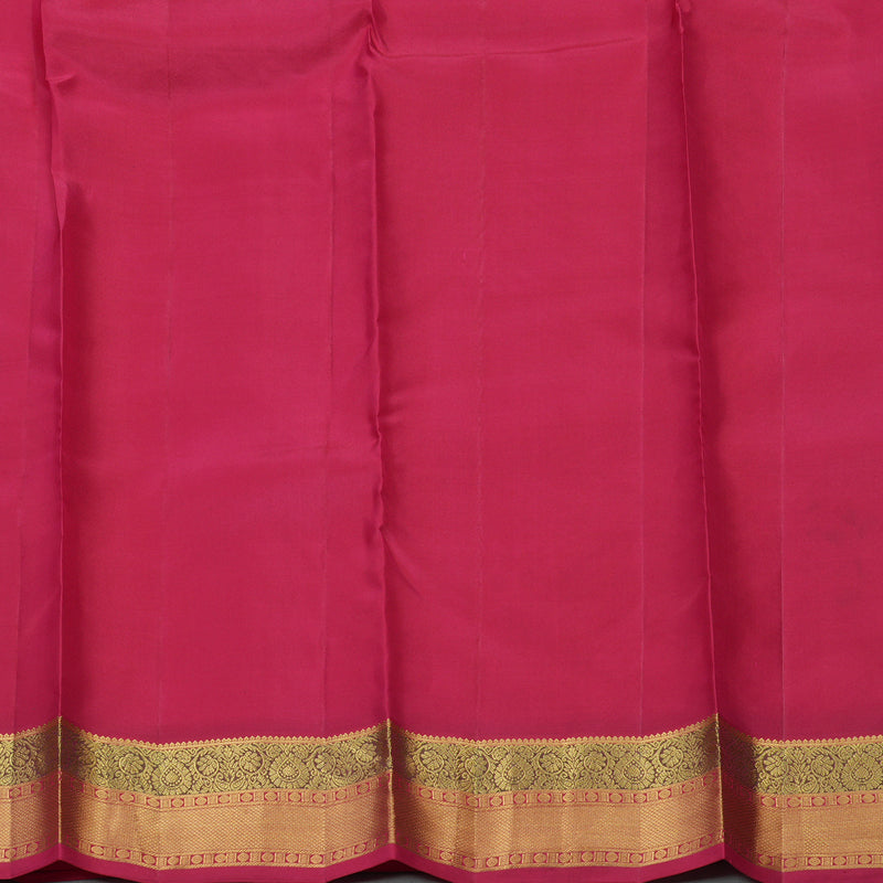 Hayagrivas Handloom Kanjivaram silk saree in Honey mustard with dark pink KBE305E7-2