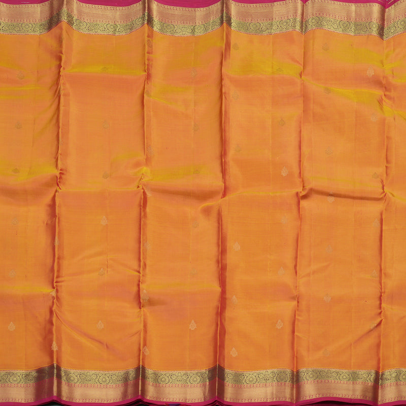 Hayagrivas Handloom Kanjivaram silk saree in Honey mustard with dark pink KBE305E7-2