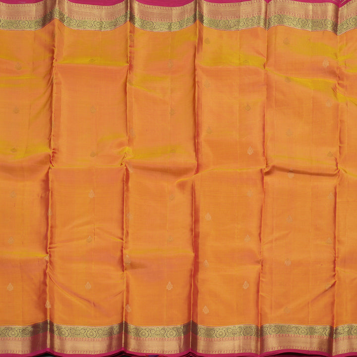 Hayagrivas Handloom Kanjivaram silk saree in Honey mustard with dark pink KBE305E7-2