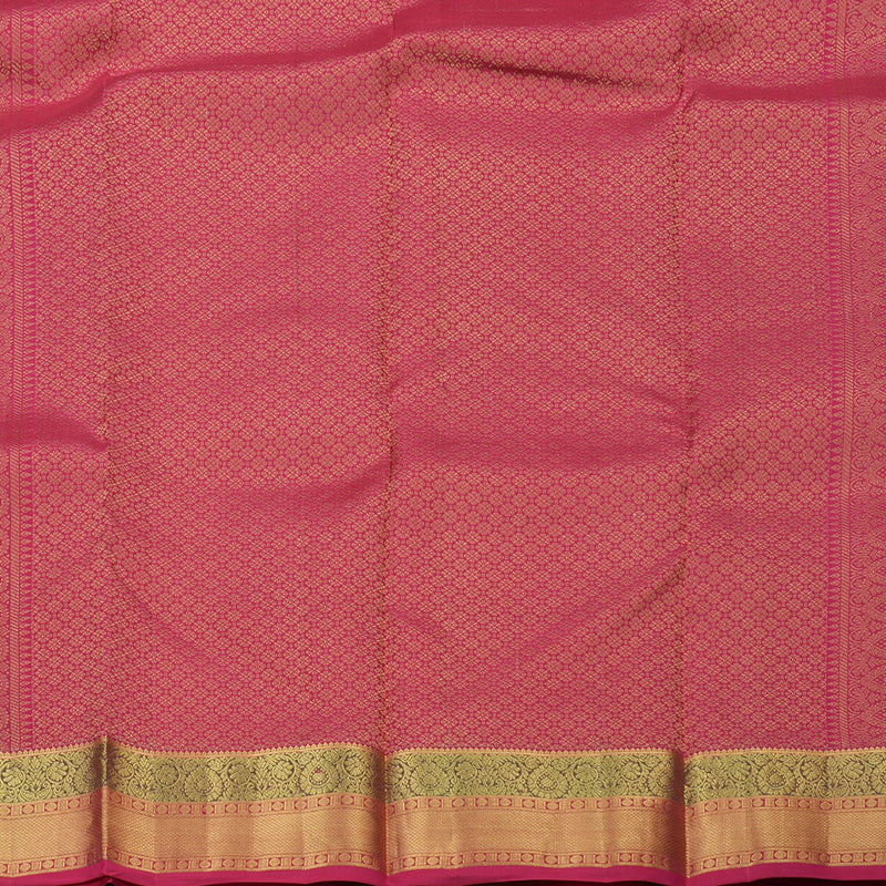 Hayagrivas Handloom Kanjivaram silk saree in Honey mustard with dark pink KBE305E7-2