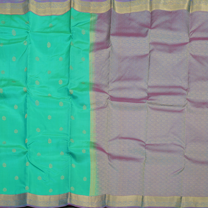 Hayagrivas Handloom Kanjivaram silk saree in Attractive sea green with purple KBE305E9-3