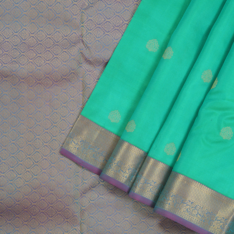 Hayagrivas Handloom Kanjivaram silk saree in Attractive sea green with purple KBE305E9-3
