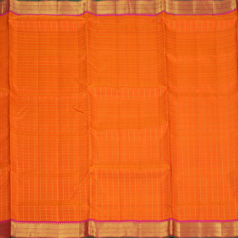 Hayagrivas Orange Handloom Kanjivaram Ten Yards Silk Saree with Pink Border KBE309E2-1