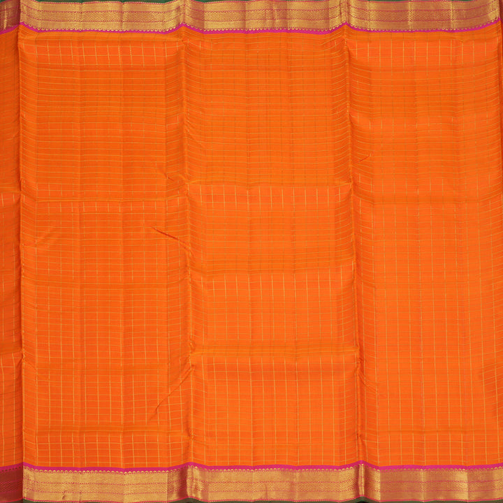 Hayagrivas Orange Handloom Kanjivaram Ten Yards Silk Saree with Pink Border KBE309E2-1