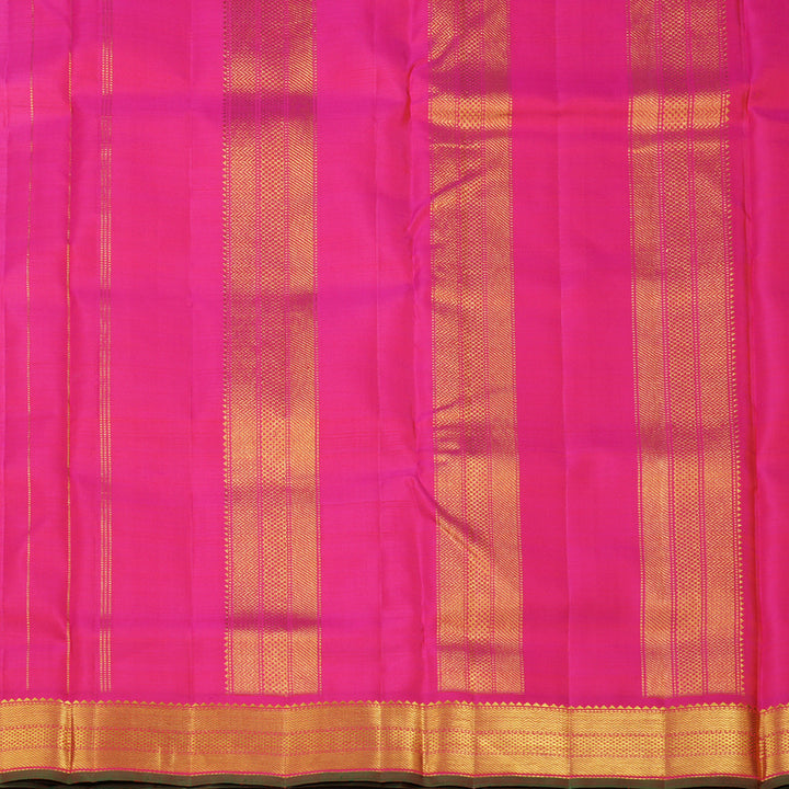 Hayagrivas Orange Handloom Kanjivaram Ten Yards Silk Saree with Pink Border KBE309E2-1