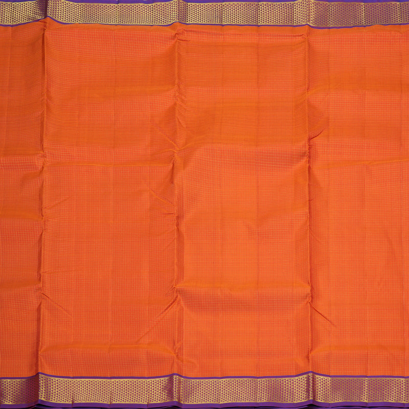 Hayagrivas Orange Handloom Kanjivaram Ten Yards Silk Saree with Purple Border KBE309E2-2
