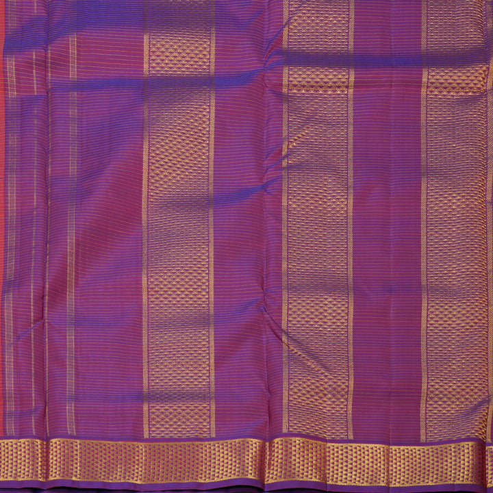 Hayagrivas Orange Handloom Kanjivaram Ten Yards Silk Saree with Purple Border KBE309E2-2