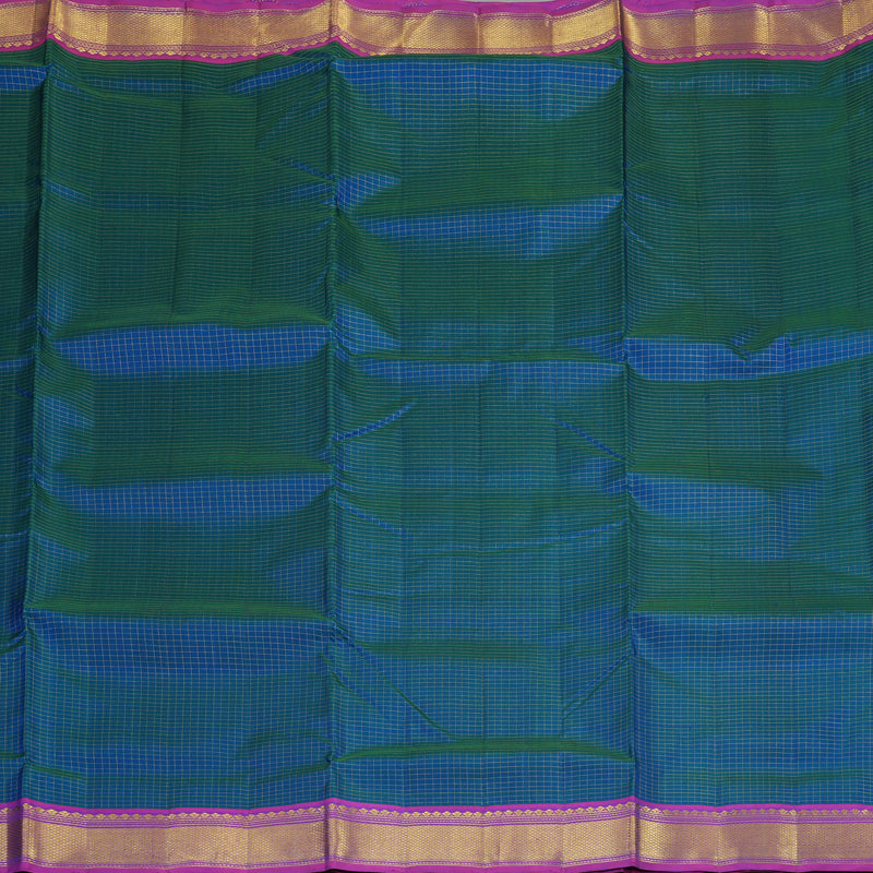 Hayagrivas Peacock Blue Handloom Kanjivaram Ten Yards Silk Saree with Purple Border KBE309E2-3