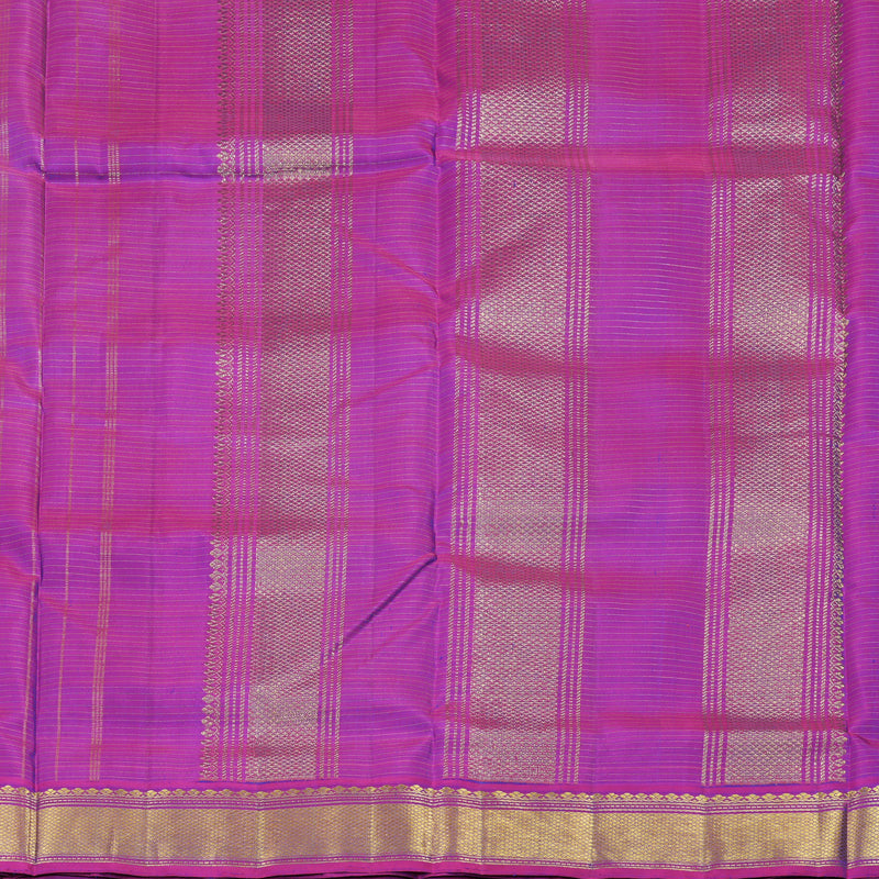 Hayagrivas Peacock Blue Handloom Kanjivaram Ten Yards Silk Saree with Purple Border KBE309E2-3