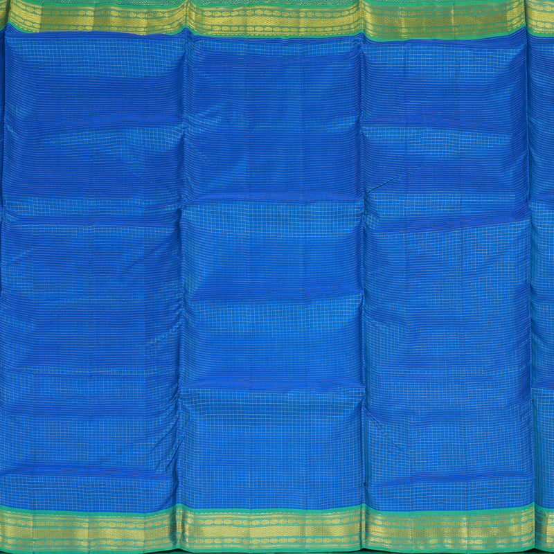 Hayagrivas Blue Handloom Kanjivaram Ten Yards Silk Saree with Sea Green Border KBE309E2-4