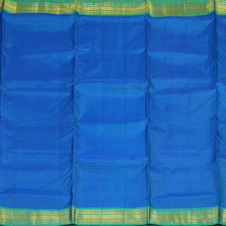 Hayagrivas Blue Handloom Kanjivaram Ten Yards Silk Saree with Sea Green Border KBE309E2-4