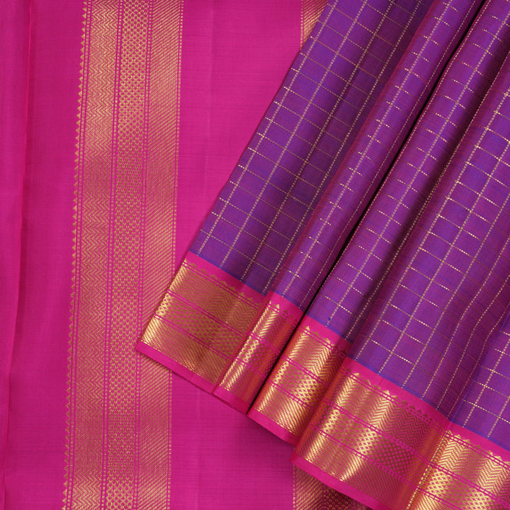 Hayagrivas Magenta Handloom Kanjivaram Ten Yards Silk Saree with Pink Border KBE309E2-5