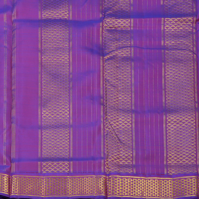 Hayagrivas Sea Green Handloom Kanjivaram Ten Yards Silk Saree with Purple Border KBE309E4-5