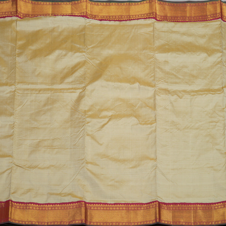 Hayagrivas Handloom Pure Kanjivaram Ten Yard Silk Saree in Spellbinding Sandal KBE309E5-1