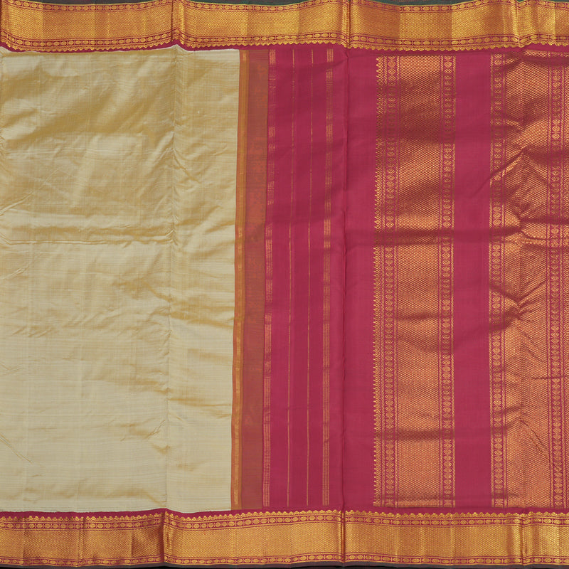 Hayagrivas Handloom Pure Kanjivaram Ten Yard Silk Saree in Spellbinding Sandal KBE309E5-1