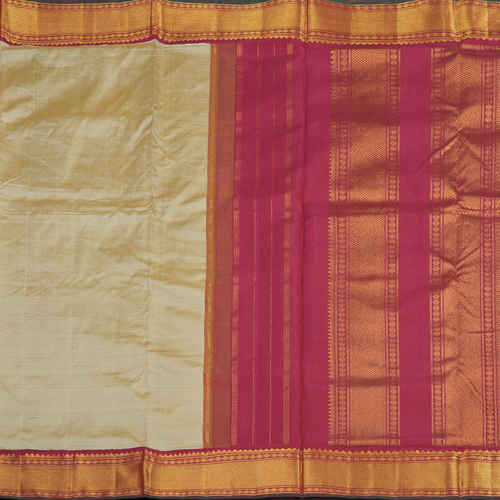 Hayagrivas Handloom Pure Kanjivaram Ten Yard Silk Saree in Spellbinding Sandal KBE309E5-1