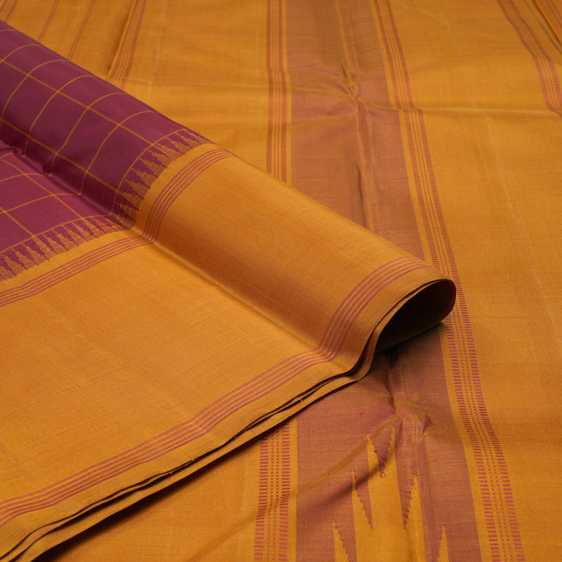 Hayagrivas Maroon Handloom Kanjivaram Silk Saree with Mustard Border KBE30D1-2