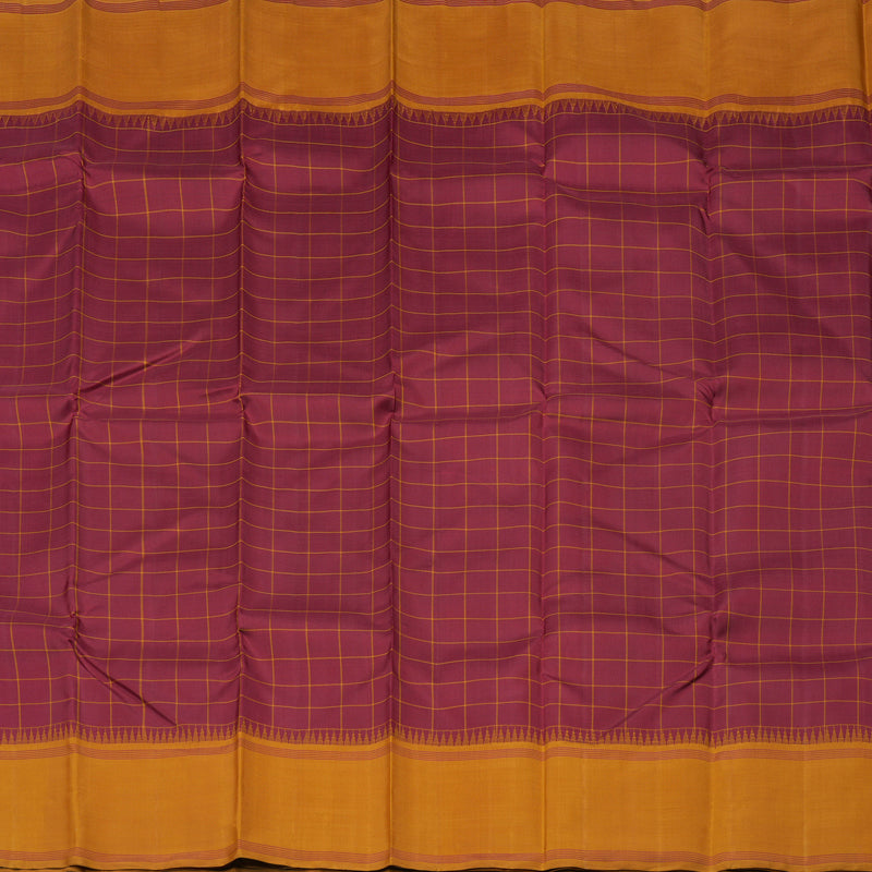 Hayagrivas Maroon Handloom Kanjivaram Silk Saree with Mustard Border KBE30D1-2