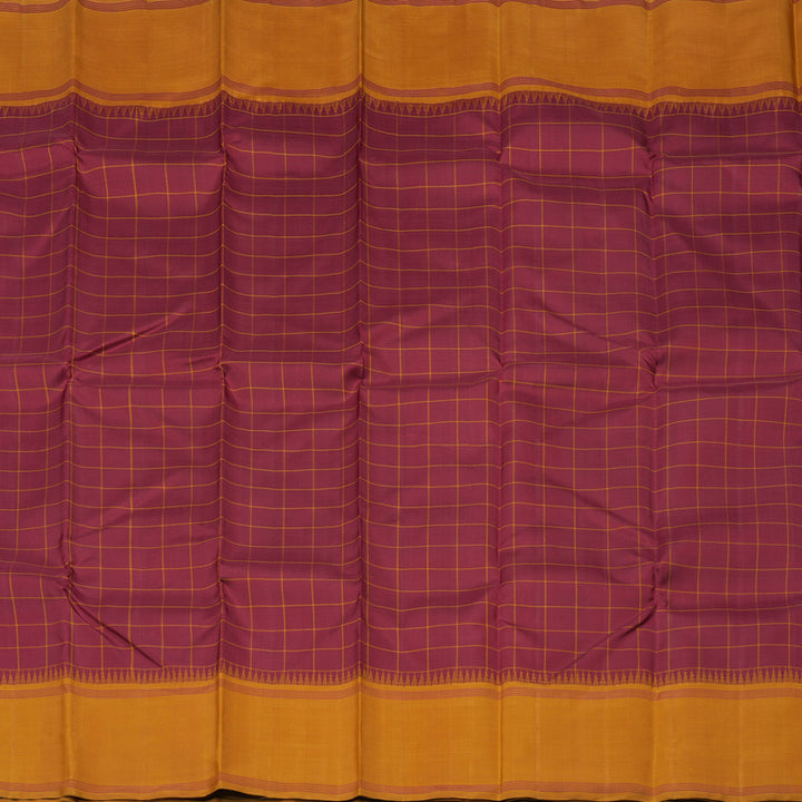 Hayagrivas Maroon Handloom Kanjivaram Silk Saree with Mustard Border KBE30D1-2