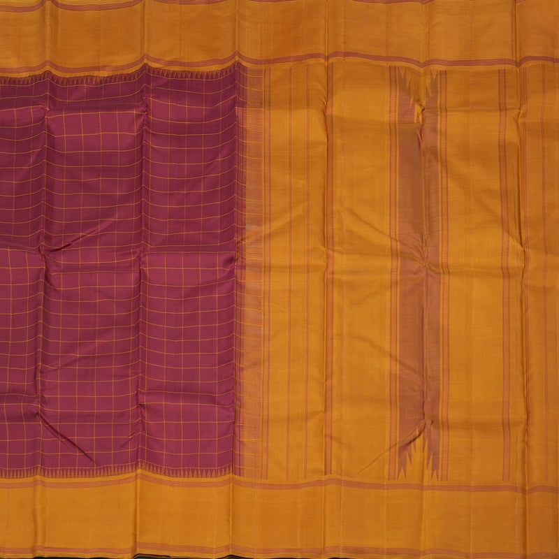 Hayagrivas Maroon Handloom Kanjivaram Silk Saree with Mustard Border KBE30D1-2