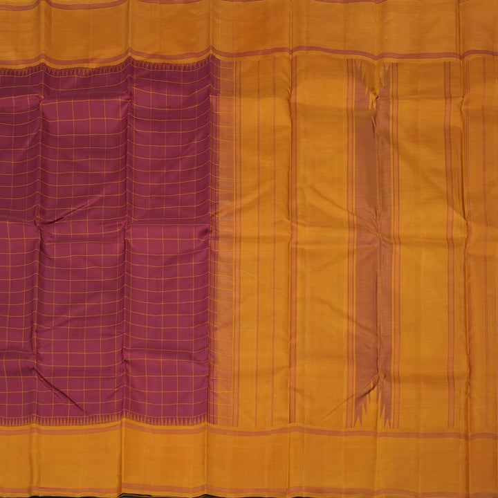 Hayagrivas Maroon Handloom Kanjivaram Silk Saree with Mustard Border KBE30D1-2