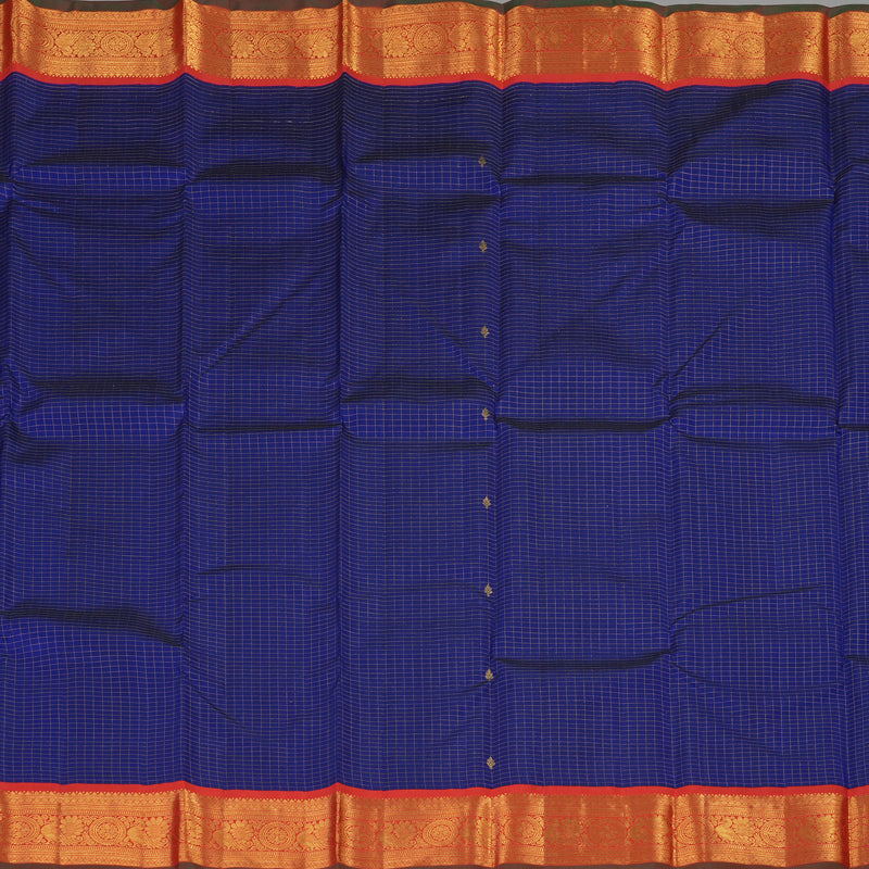 Hayagrivas Blue Handloom Kanjivaram Silk Saree with Red Border KBE310E12-1