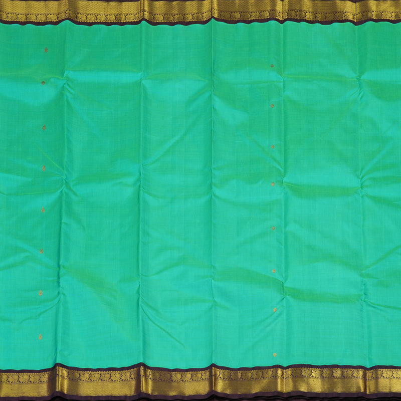 Hayagrivas Sea Blue Handloom Kanjivaram Silk Saree with Dark Blue Border KBE310E5-2