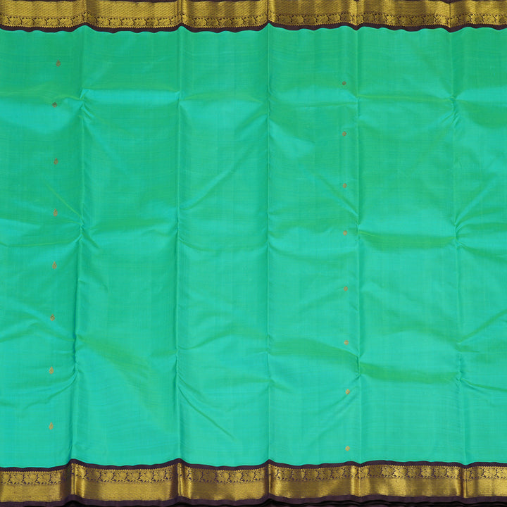 Hayagrivas Sea Blue Handloom Kanjivaram Silk Saree with Dark Blue Border KBE310E5-2