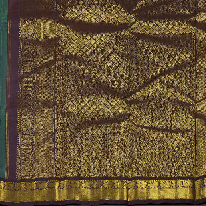 Hayagrivas Sea Blue Handloom Kanjivaram Silk Saree with Dark Blue Border KBE310E5-2