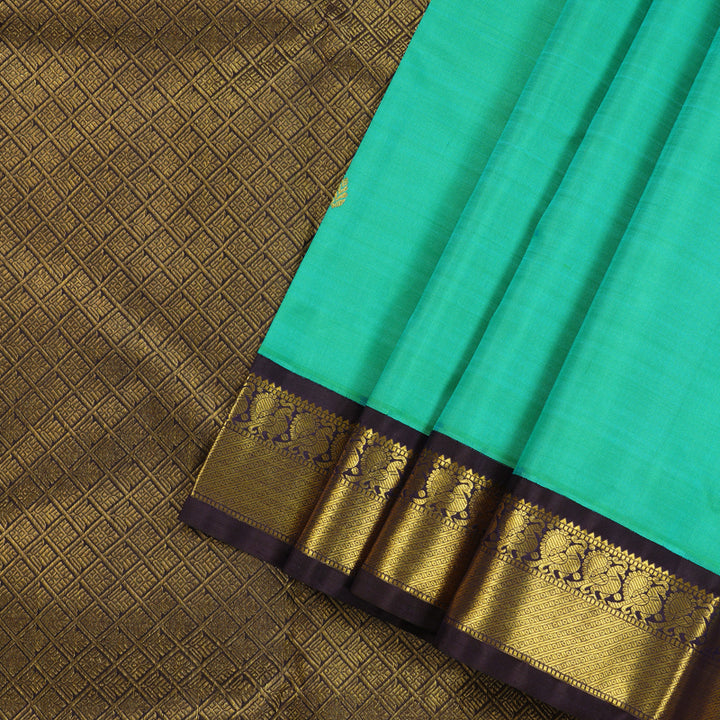 Hayagrivas Sea Blue Handloom Kanjivaram Silk Saree with Dark Blue Border KBE310E5-2