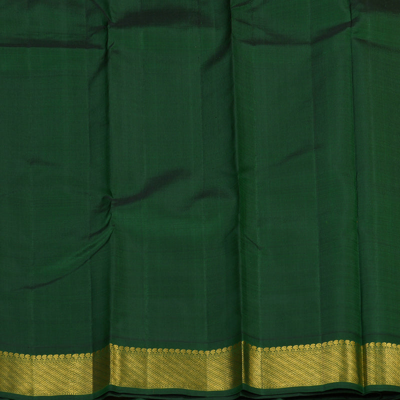 Hayagrivas Handloom Kanjivaram silk saree in vibrant Mango yellow with bottle green KBE310E5-4